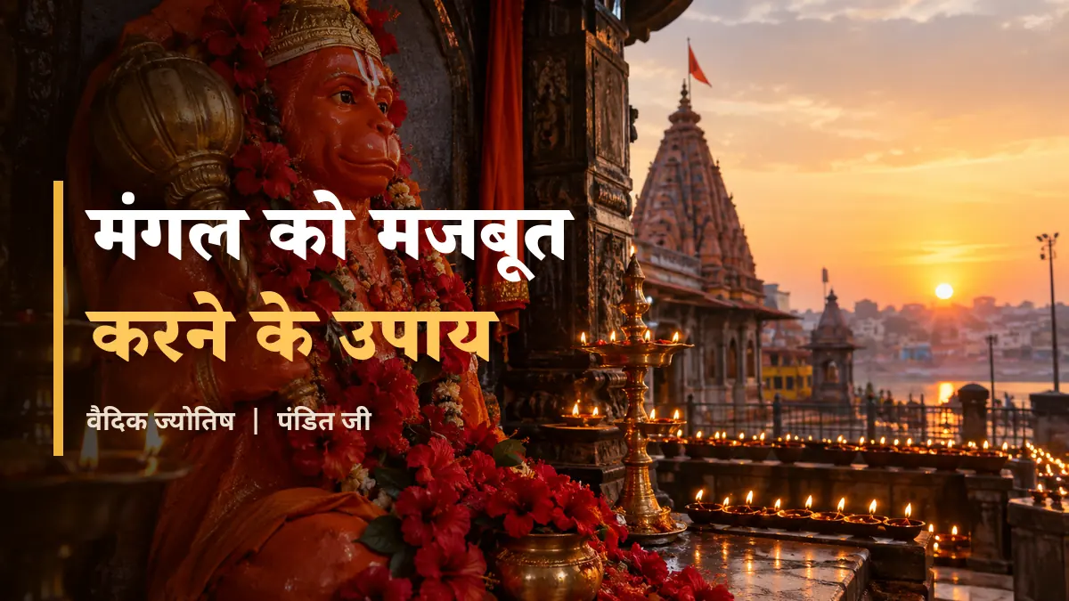 मंगल को मजबूत कैसे करें - सुबह उज्जैन के मंदिर में हनुमान जी और लाल पुष्प